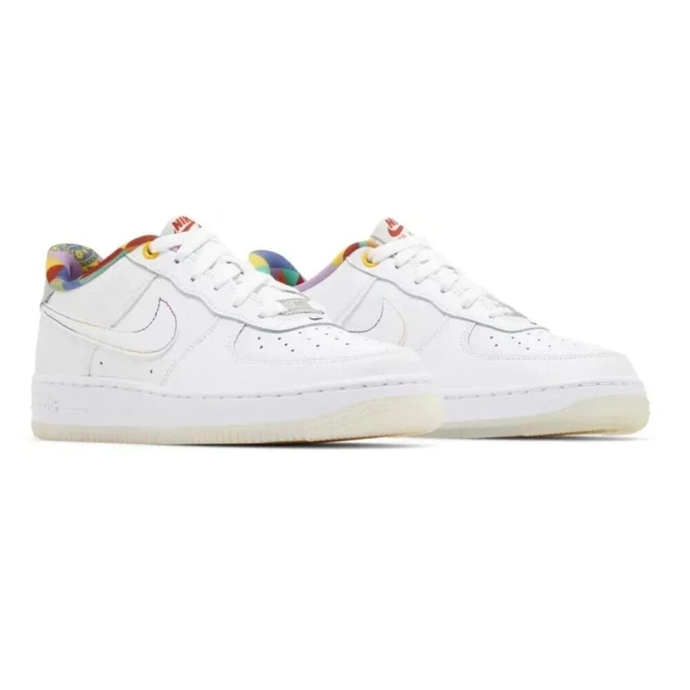 Nike Air Force 1 Low GS White Multi-Color Rainbow FN8912-111 Mens 5Y Womens 6.5